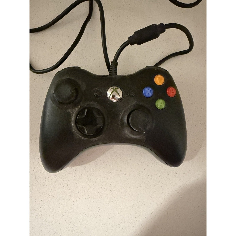 Microsoft Xbox 360 Wired Controller Black OEM Genuine Tested USB Not Tested